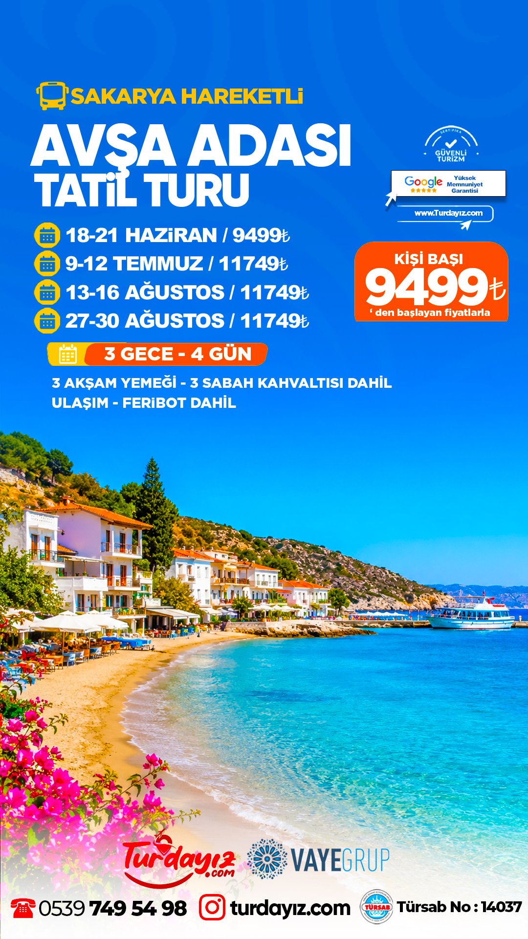 AVŞA ADASI TATİL TURU 