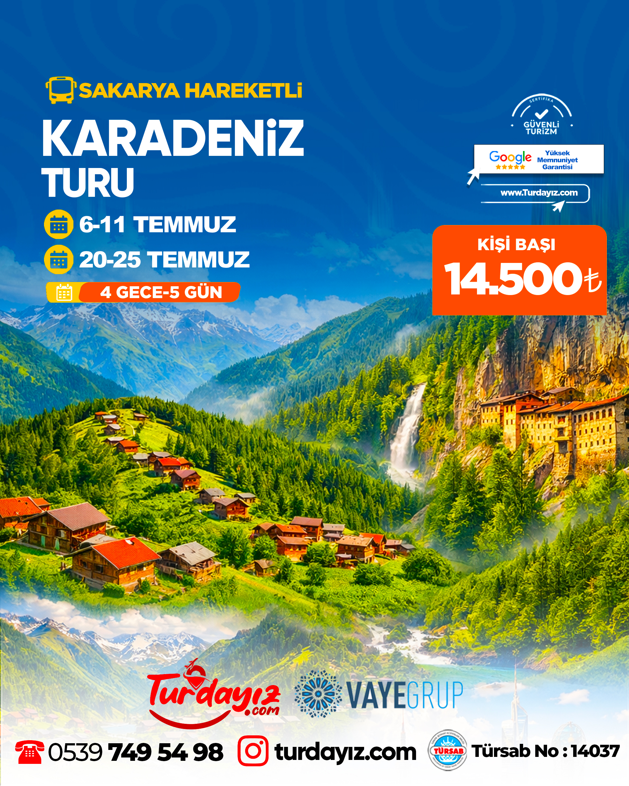 SAKARYA ÇIKIŞLI KARADENİZ & BATUM TURU 